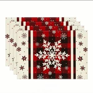 NEW Buffalo Plaid Snowflake Pattern Placements, Christmas Holiday Dining Decor